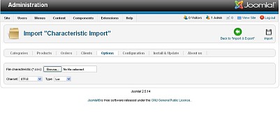 Characteristic Import for JoomShopping - Joomla Extension